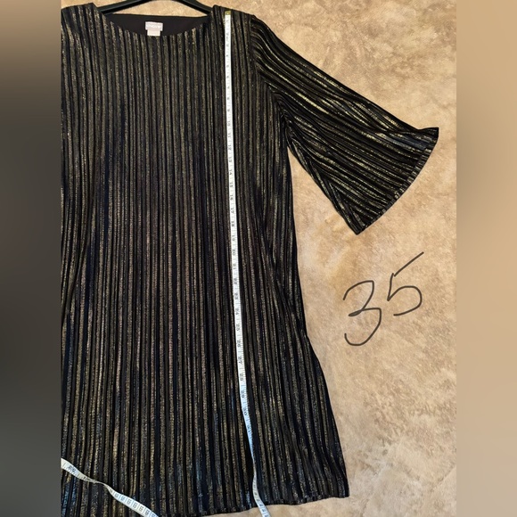 Chico’s Elegant Black Striped Dress Size 2P (large) - Picture 4 of 10